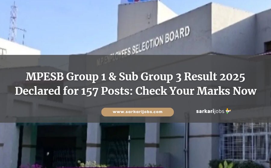 MPESB Group 1 & Sub Group 3 Result 2025 Declared for 157 Posts: Check Your Marks Now