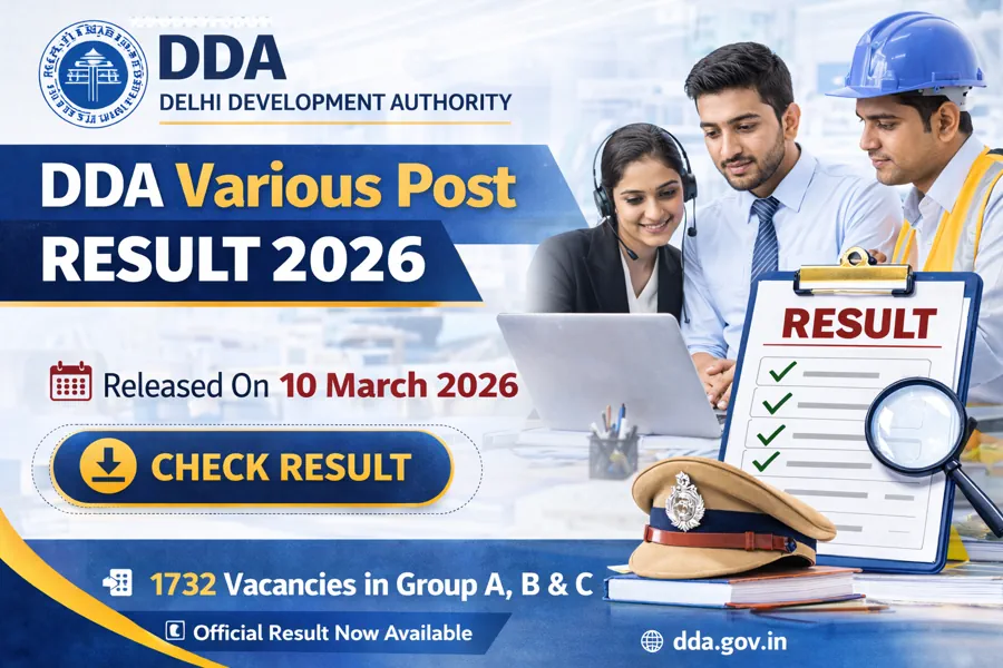 DDA Result 2026 Declared For 1732 Group A, B, C Posts, Check Steno, JSA, Junior Translator Result