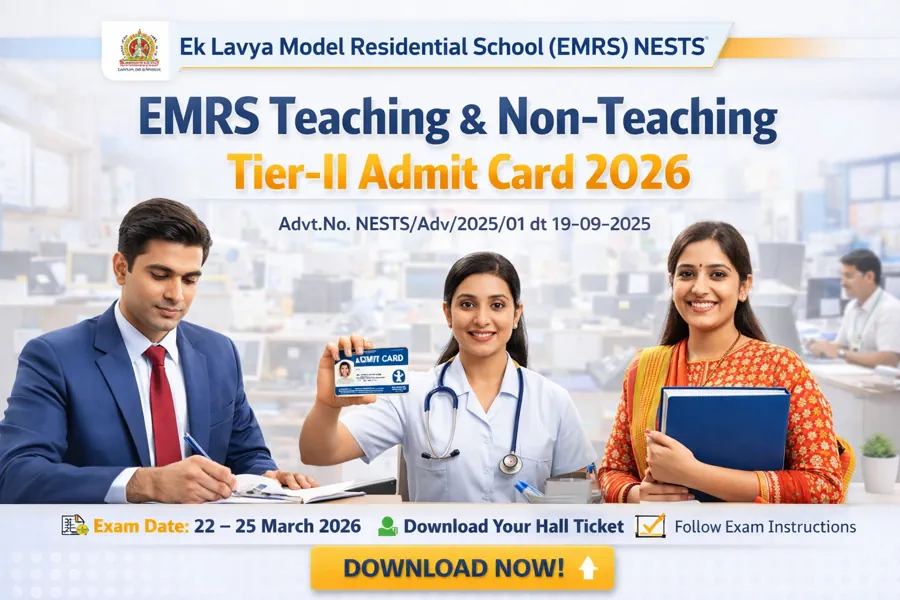 EMRS Teaching & Non-Teaching Tier-II Admit Card 2026 Released, Exam From 22 March