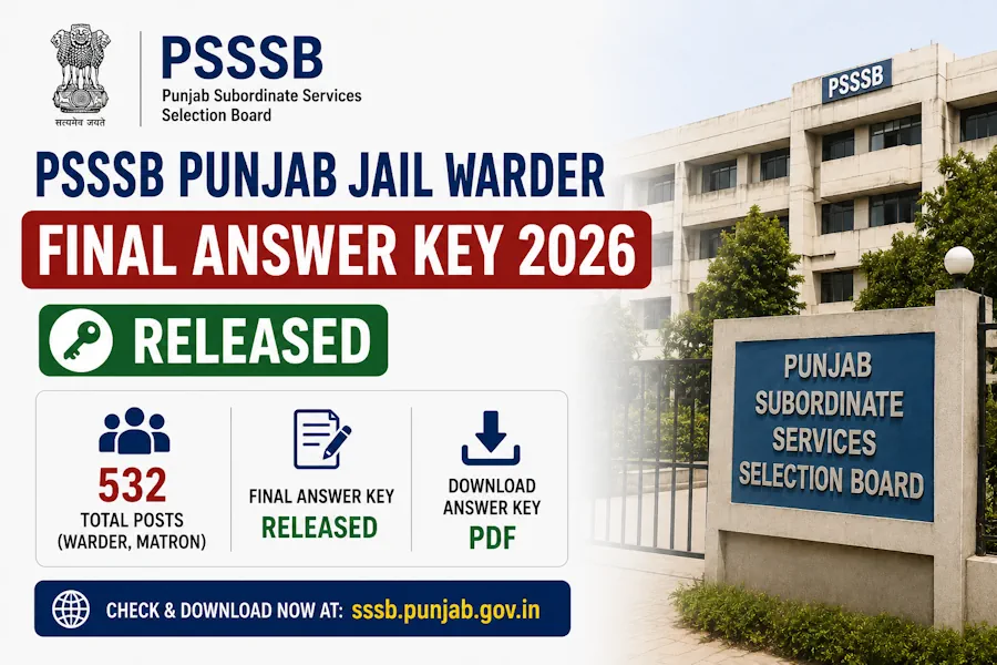 PSSSB Punjab Jail Warder Final Answer Key 2026 Released for 532 Warder, Matron Posts