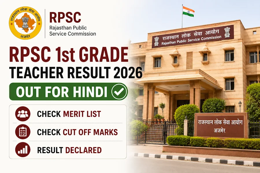 RPSC 1st Grade Teacher Result 2026 Out for Hindi, Check Merit List and Cut Off Marks