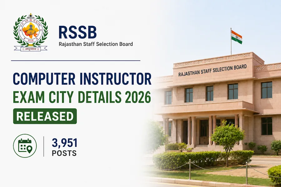RSSB Computer Instructor Exam City Details 2026 Released for 3,951 Posts