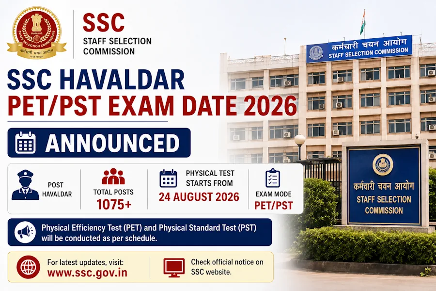 SSC Havaldar PET/PST Exam Date 2026 Announced; Physical Test From August 24