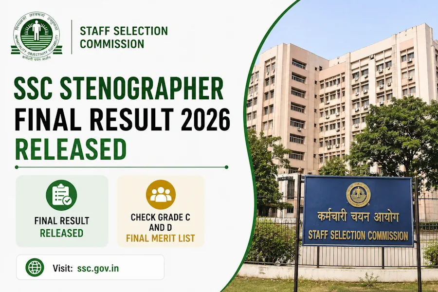 SSC Stenographer Final Result 2026 Released, Check Grade C and D Final Merit List