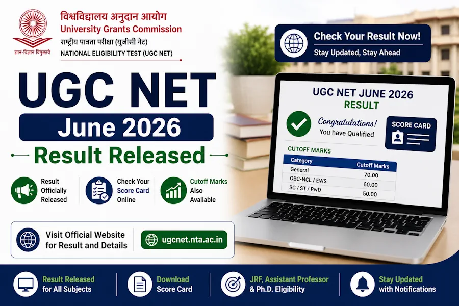 UGC NET June 2026 Result Released, Check Score Card and Cutoff Marks