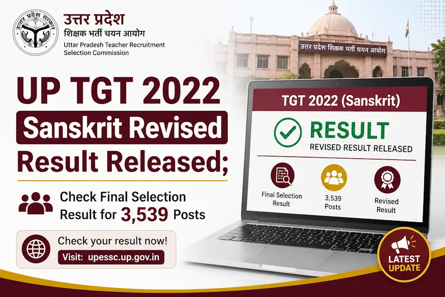 UP TGT 2026 for 01/2022 Sanskrit Revised Result Released; Check Final Selection Result for 3,539 Posts