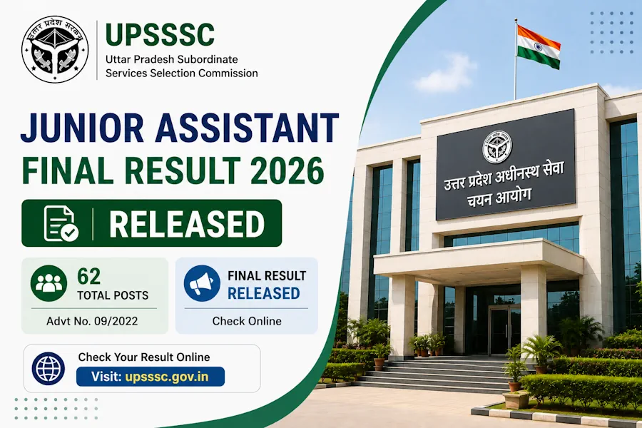 UPSSSC Junior Assistant Final Result 2026 Released for 62 Posts Under Advt 09/2022