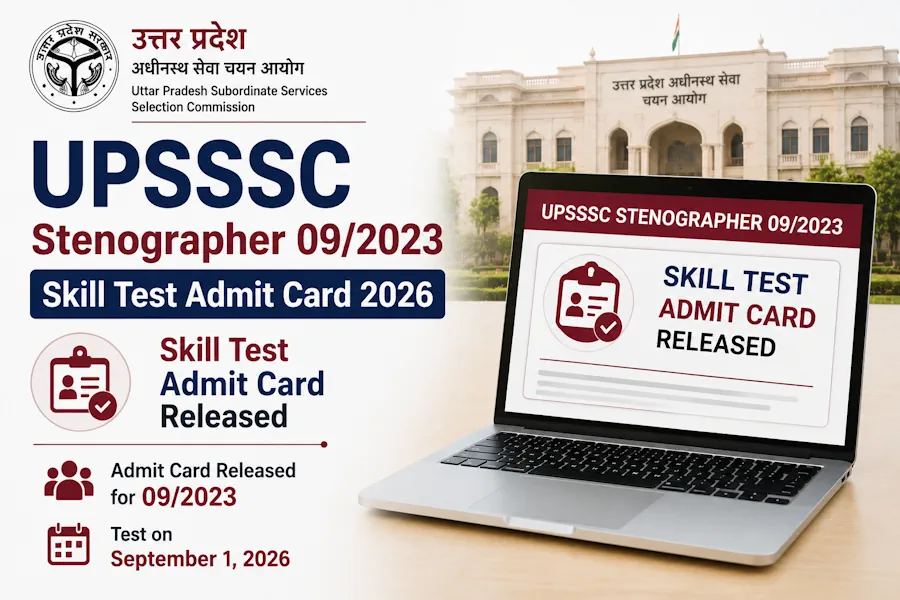 UPSSSC Stenographer 09/2023 Skill Test Admit Card 2026 Released; Test on September 1