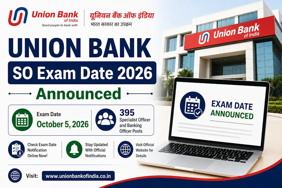 Union Bank SO Exam Date 2026 Announced for 395 Specialist Officer and Banking Officer Posts