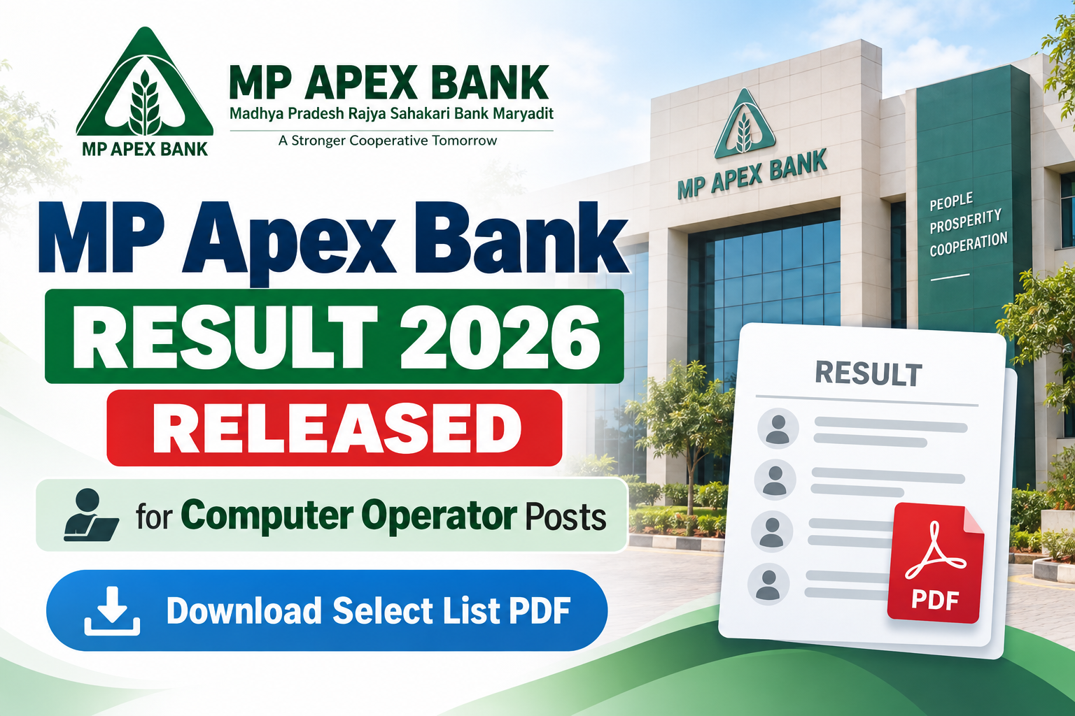 MP Apex Bank Result 2026 Released for Computer Operator Posts, Download Select List PDF
