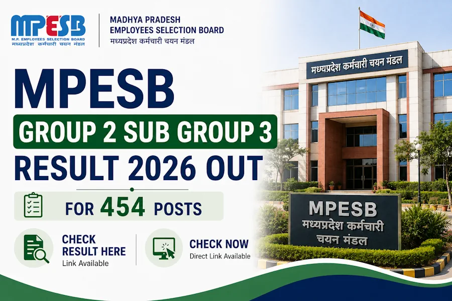 MPESB Group 2 Sub Group 3 Result 2026 Out for 454 Posts, Check Result Here