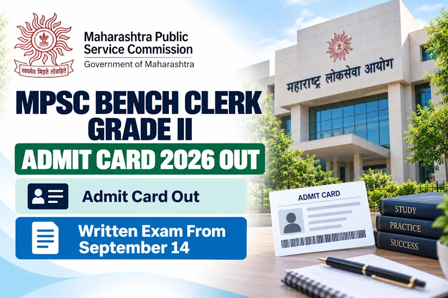 MPSC Bench Clerk Grade II Admit Card 2026 Out, Written Exam From September 14