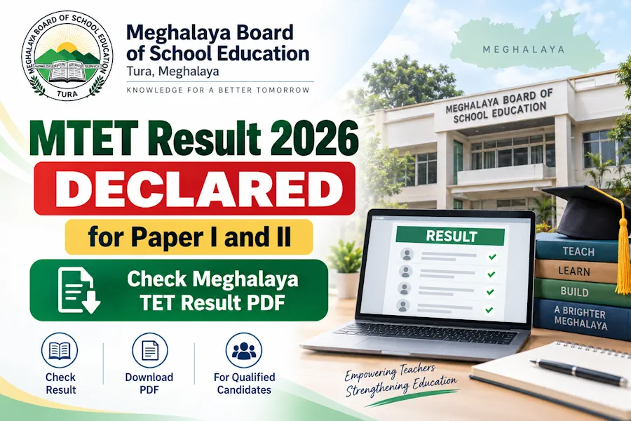 MTET Result 2026 Declared for Paper I and II, Check Meghalaya TET Result PDF