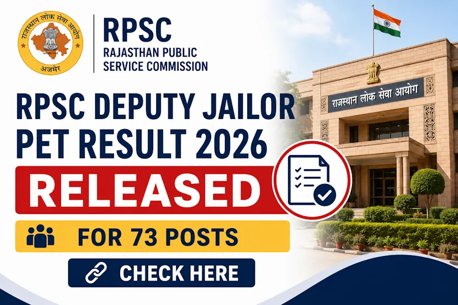 RPSC Deputy Jailor PET Result 2026 Released for 73 Posts, Check Here