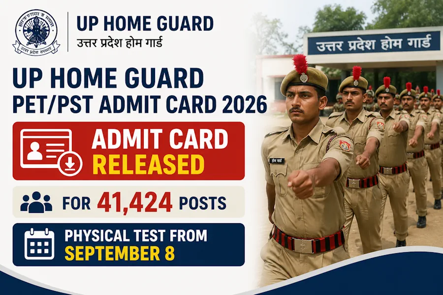 UP Home Guard PET/PST Admit Card 2026 Released for 41,424 Posts, Physical Test From September 8